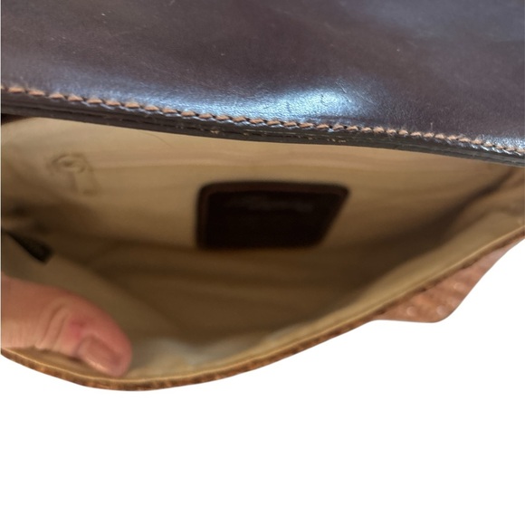 Fossil Brown Leather Woven Shoulder Bag Purse Boho Key Charm 90's Y2K Vintage - Picture 7 of 8